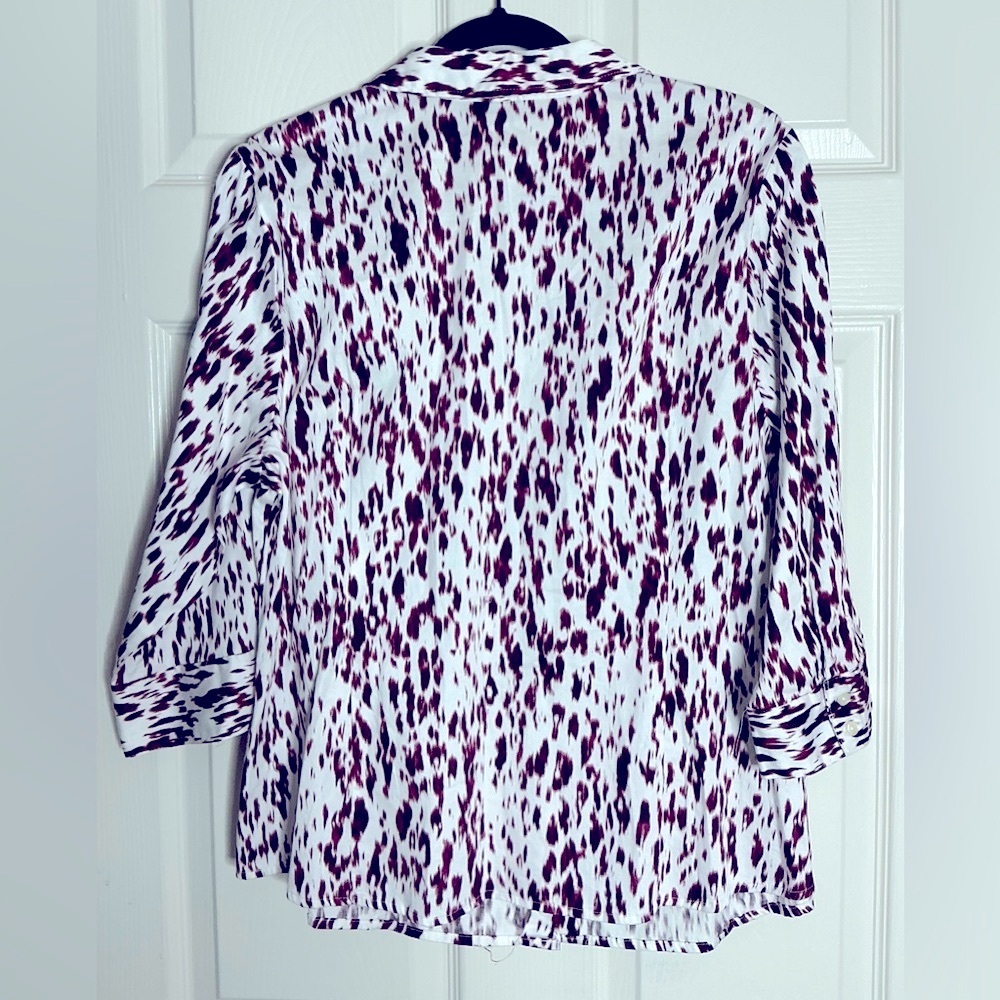 Apt. 9 Black and White 3/4 Sleeve Button Down Shirt - Picture 7 of 11